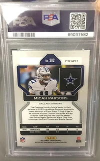 2021 Panini Prizm 382 Micah Parsons Neon Green Pulsar PSA 10