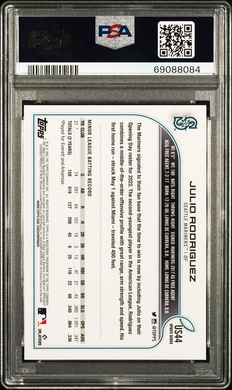 2022 Topps Update Us44 Julio Rodriguez Sp PSA