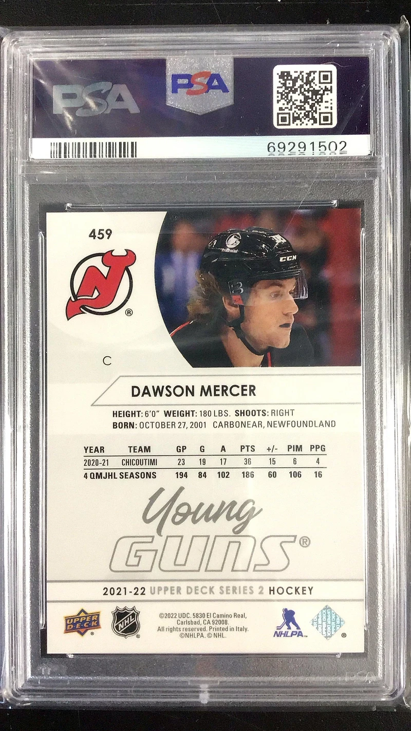 2021-2022 Upper Deck 459 Dawson Mercer PSA 10