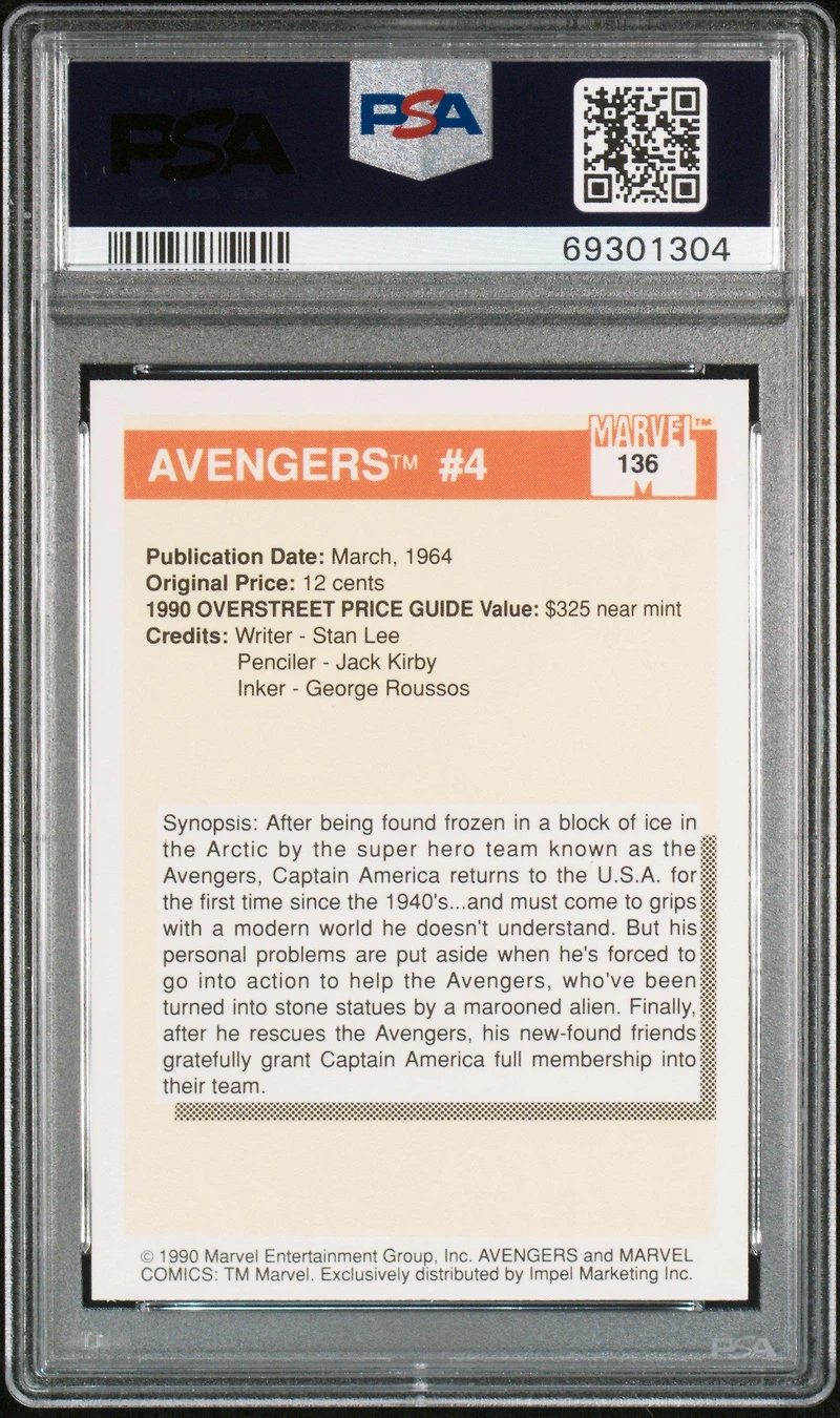 1990 Marvel Universe 136 Avengers #4 PSA 10