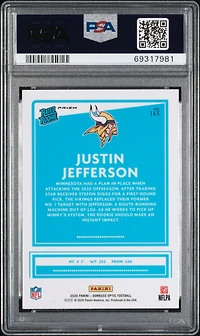 2020 Panini Donruss Optic 163 Justin Jefferson Blue Hyper PSA 9