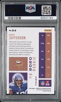 2020 Panini Chronicles Dynagon Rookies D9 Justin Jefferson PSA 9