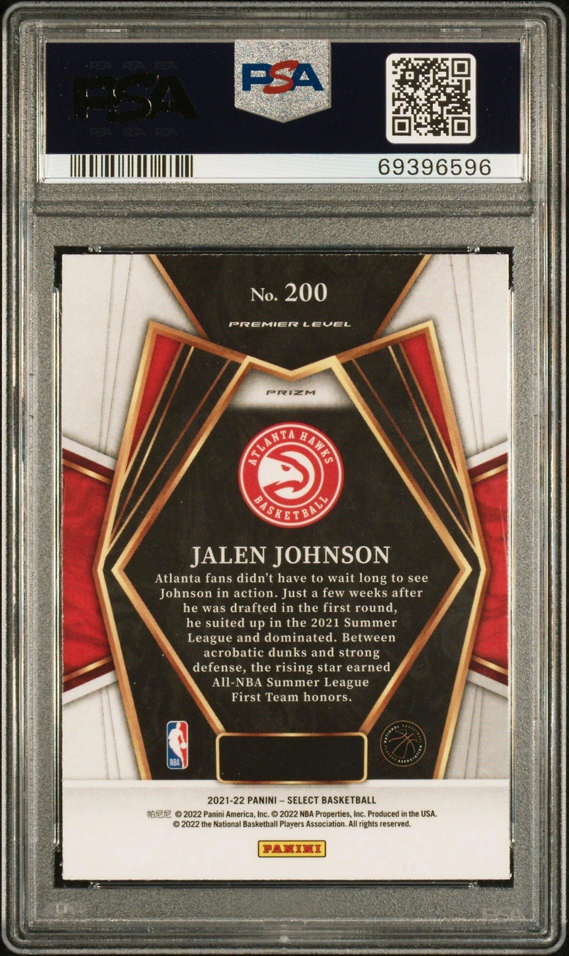 2021 Panini Select 200 Jalen Johnson Silver Prizm PSA 10