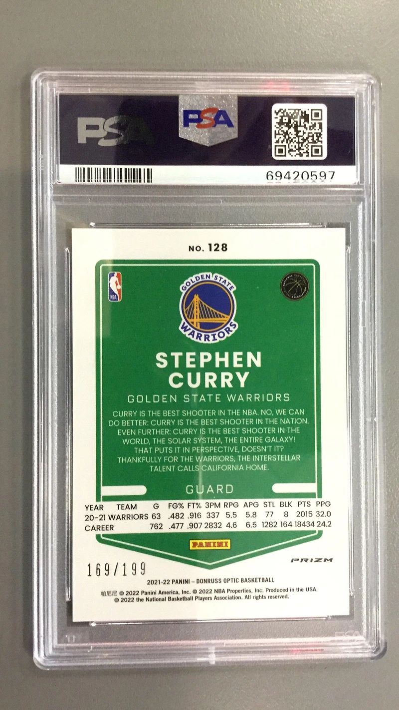 2021 Panini Donruss Optic 128 Stephen Curry Orange PSA 9