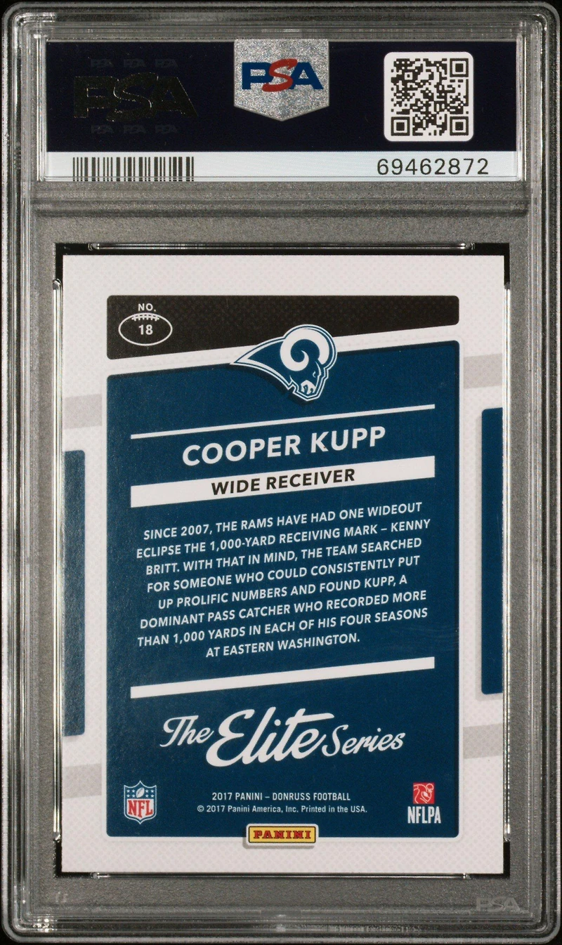 2017 Panini Donruss The Elite Series 18 Cooper Kupp Rookies PSA 9