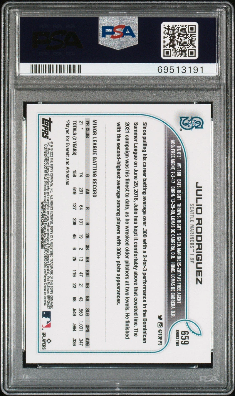 2022 Topps 659 Julio Rodriguez PSA 9