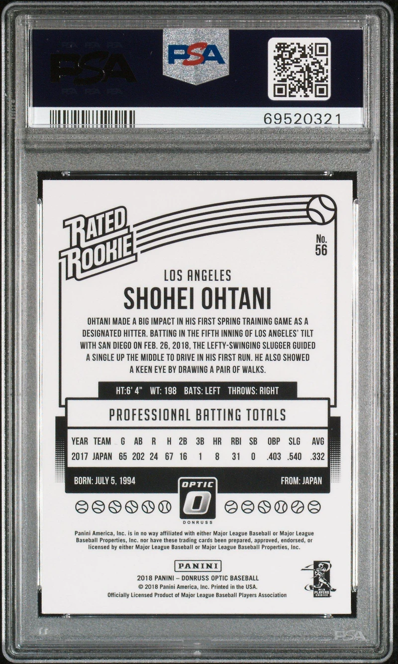 Panini Donruss Optic Shohei Ohtani PSA