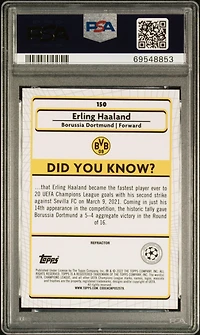2021-2022 Topps Merlin Chrome Uefa League 150 Erling Haaland PSA 10