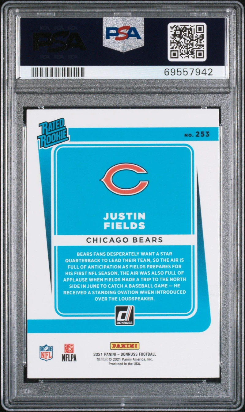 2021 Panini Donruss 253 Justin Fields Press Proof Red PSA 10