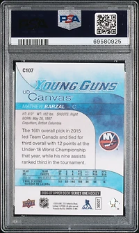 2016 Upper Deck Canvas C107 Mathew Barzal PSA 10