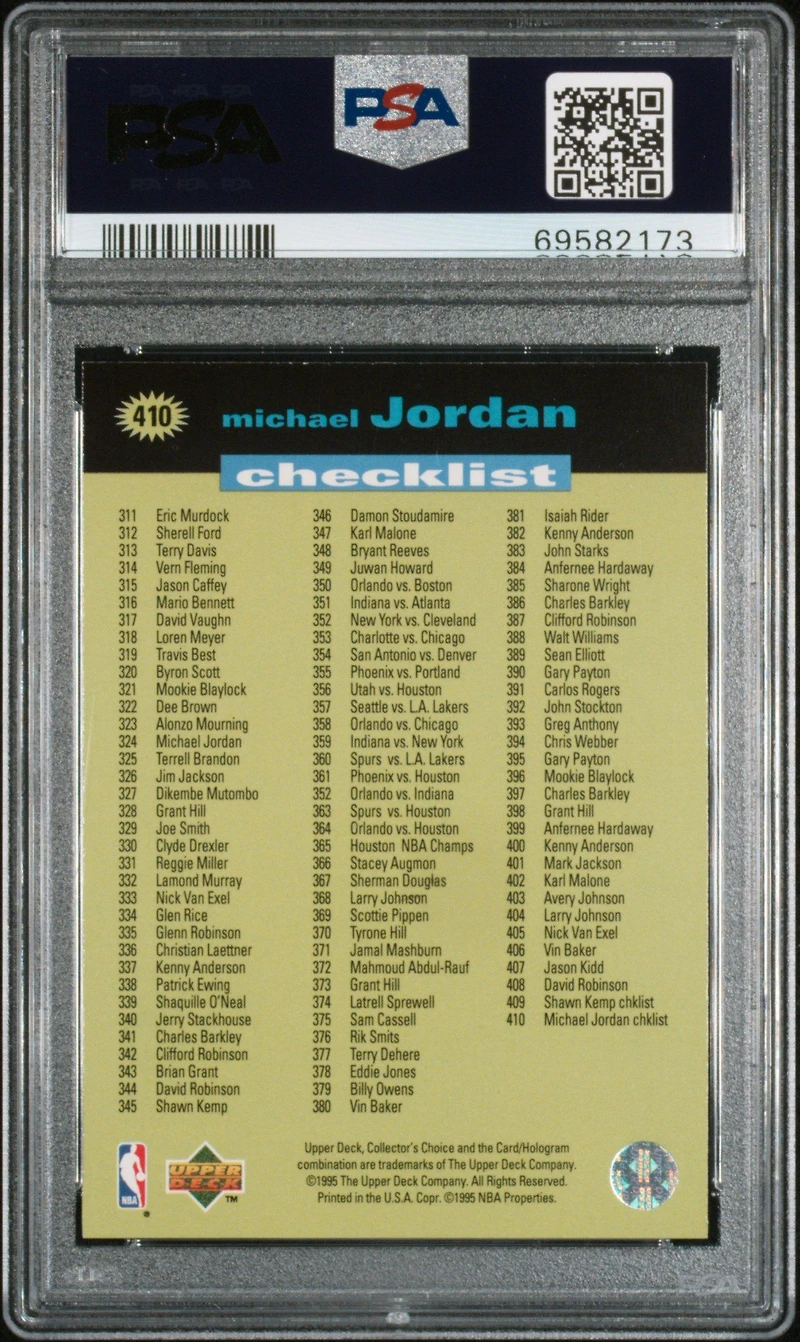 1995 Collector's Choice 410 Michael Jordan Player's Club Platinum PSA 9