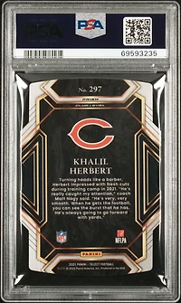2021 Panini Select 297 Khalil Herbert Die-cut Zebra Prizm PSA 10