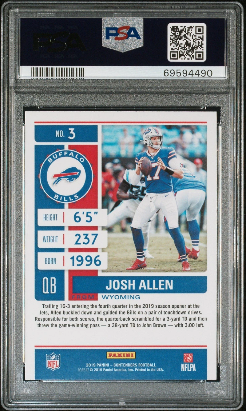 2019 Panini Contenders 3 Josh Allen PSA 10