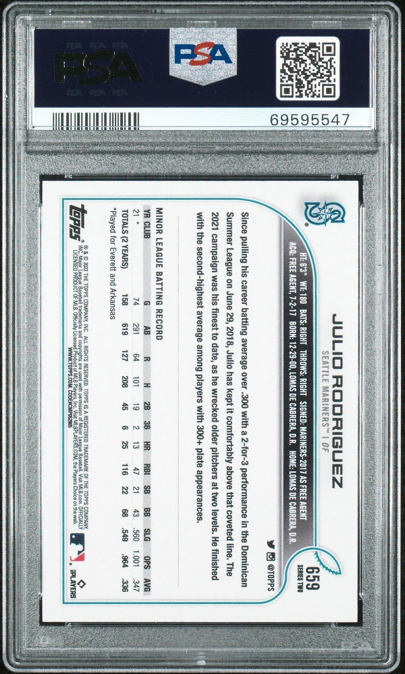 2022 Topps 659 Julio Rodriguez Series 2-sp PSA