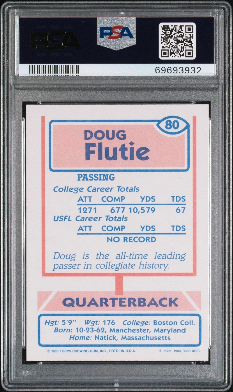 1985 Topps Usfl 80 Doug Flutie PSA 9