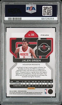 2021 Panini Prizm 306 Jalen Green Silver Prizm PSA 9