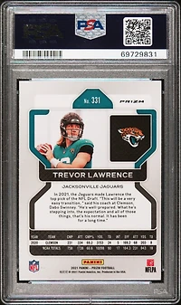2021 Panini Prizm 331 Trevor Lawrence Lazer Prizm PSA 9