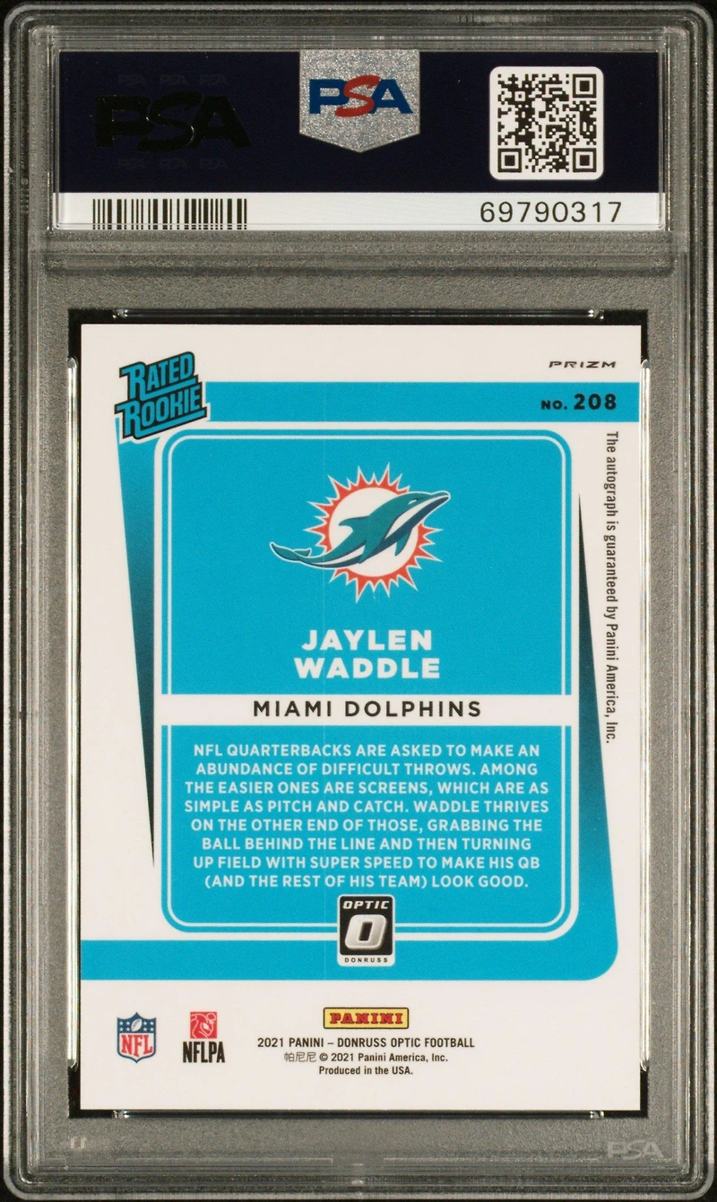 2021 Panini Donruss Optic 208 Jaylen Waddle Autograph-bronze PSA 10