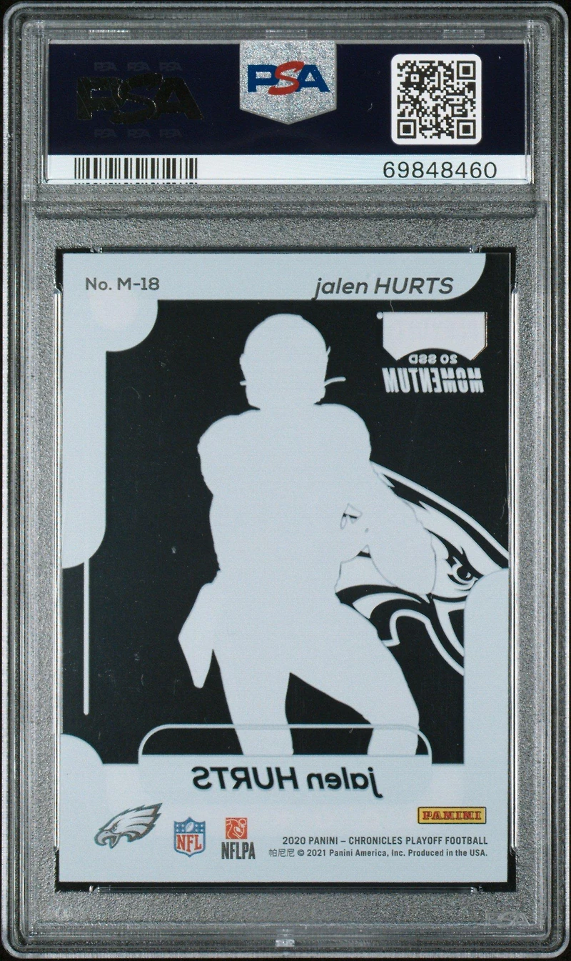 2020 Panini Chronicles Playoff Momentum Rookies M18 Jalen Hurts PSA 9