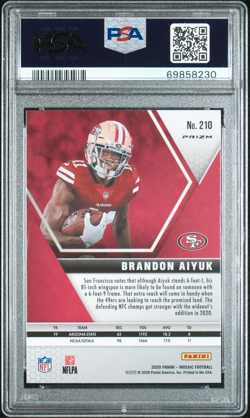 2020 Panini Mosaic 210 Brandon Aiyuk Green Mosaic PSA 10