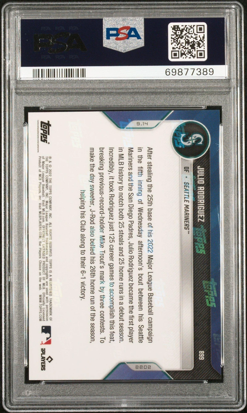 2022 Topps Now 899 Julio Rodriguez PSA 10