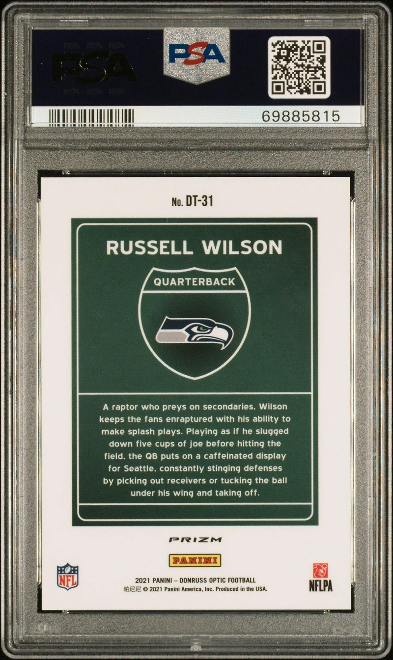 2021 Panini Donruss Optic Downtown Dt31 Russell Wilson PSA 9