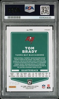 2021 Panini Donruss Optic 172 Tom Brady Silver Circles PSA 9