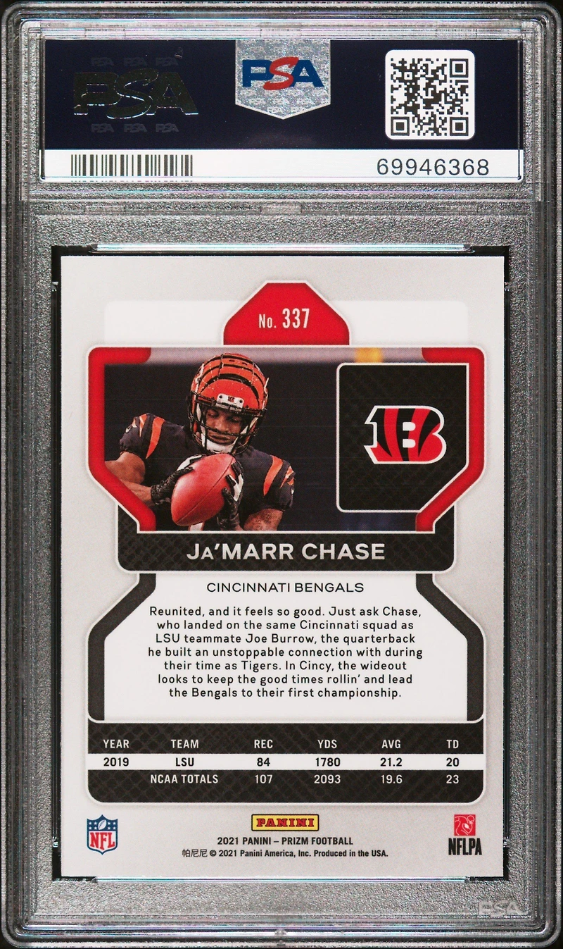 2021 Panini Prizm 337 Ja’marr Chase PSA