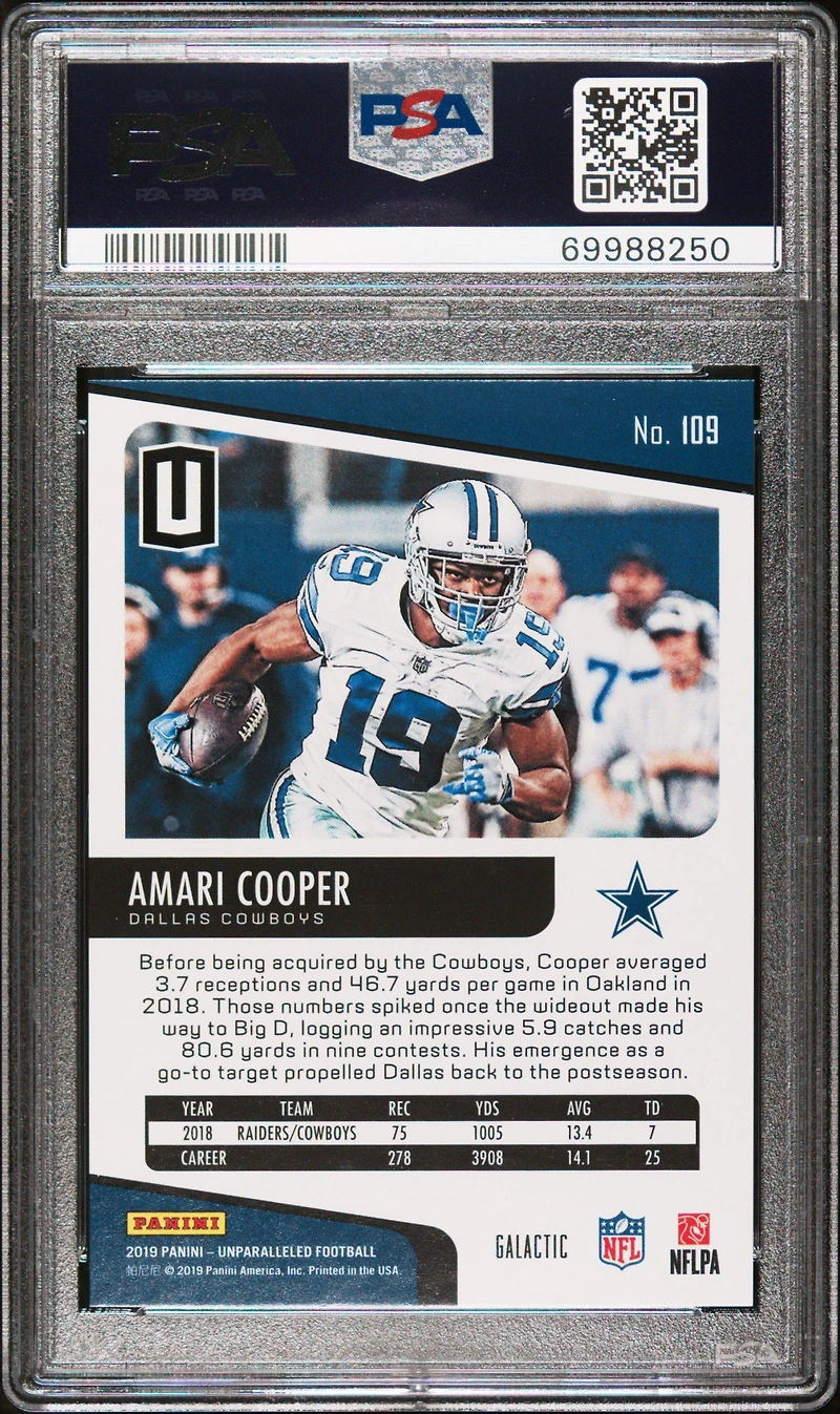 2019 Panini Unparalleled 109 Amari Cooper Galactic PSA 10