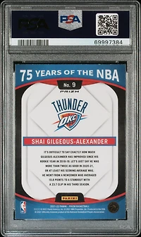 2021 Panini Donruss Optic 75 Years Of The Nba 9 Shai Gilgeous-alexander PSA 9