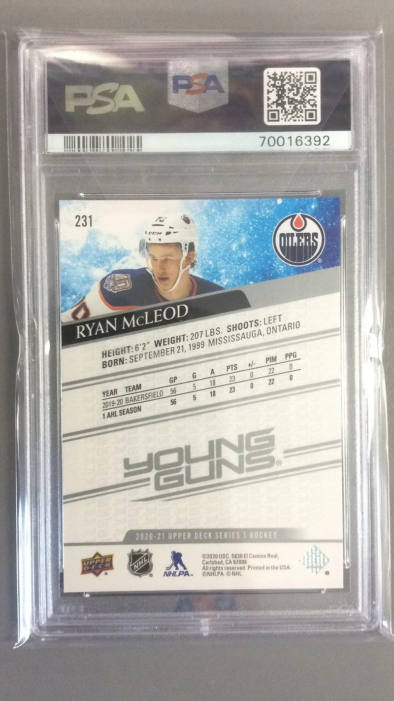 2020 Upper Deck 231 Ryan Mcleod PSA 10