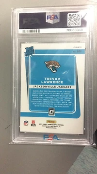 2021 Panini Donruss Optic 201 Trevor Lawrence Blue Scope PSA