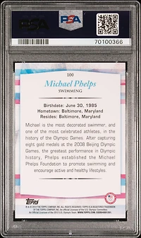 2012 Topps Usa Olympics 100 Michael Phelps PSA 10