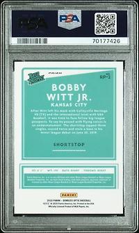 2020 Panini Donruss Optic Rated Prospects Rp2 Bobby Witt Jr. Holo PSA 10