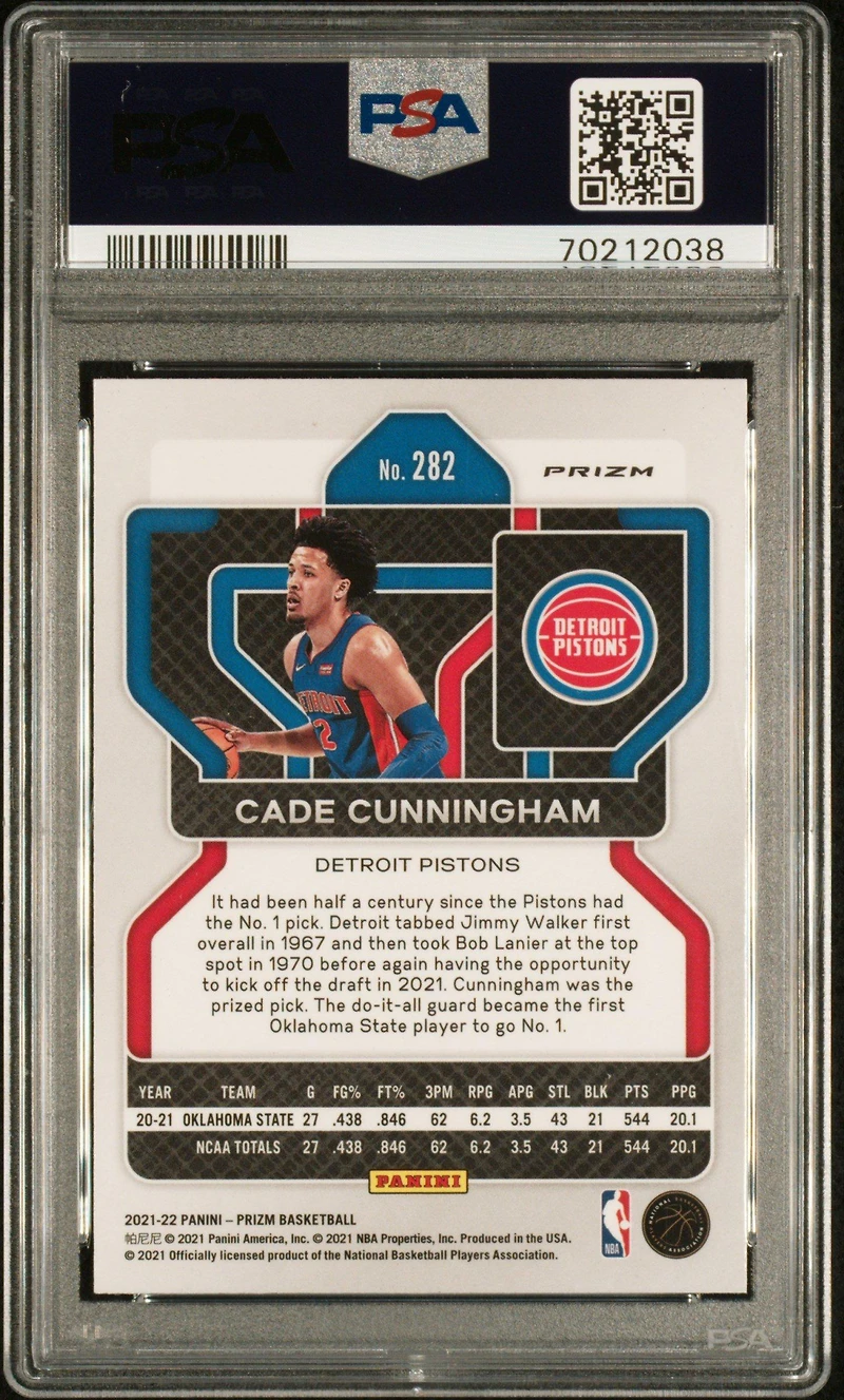 2021 Panini Prizm 282 Cade Cunningham Orange Ice PSA