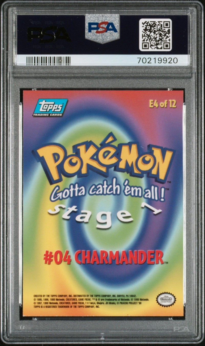 1999 Topps Pokemon The Movie Edt E4 Charmander #4 PSA 9