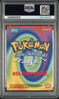 1999 Topps Pokemon The Movie Edt E4 Charmander #4 PSA 9