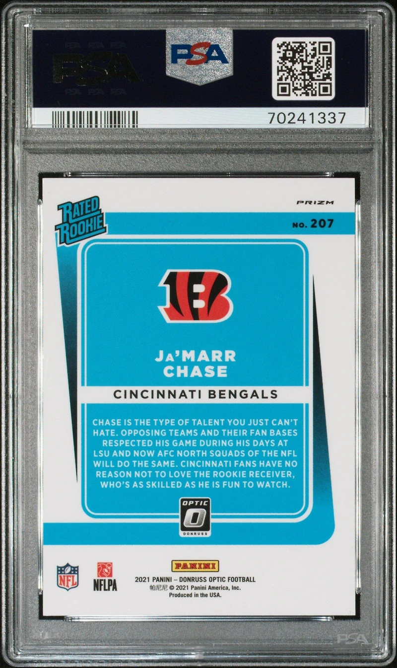 2021 Panini Donruss Optic 207 Ja'marr Chase Holo Variation PSA 9