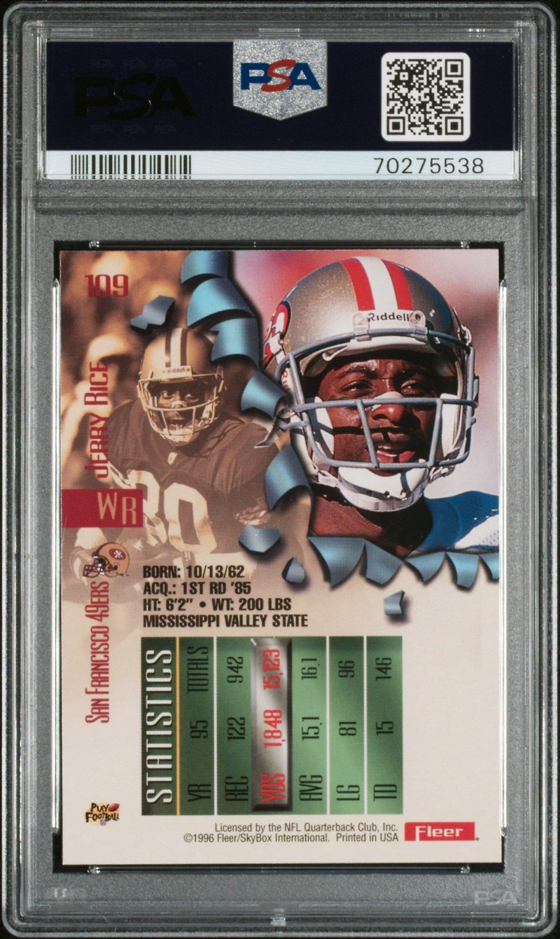 1996 Metal 109 Jerry Rice PSA 9