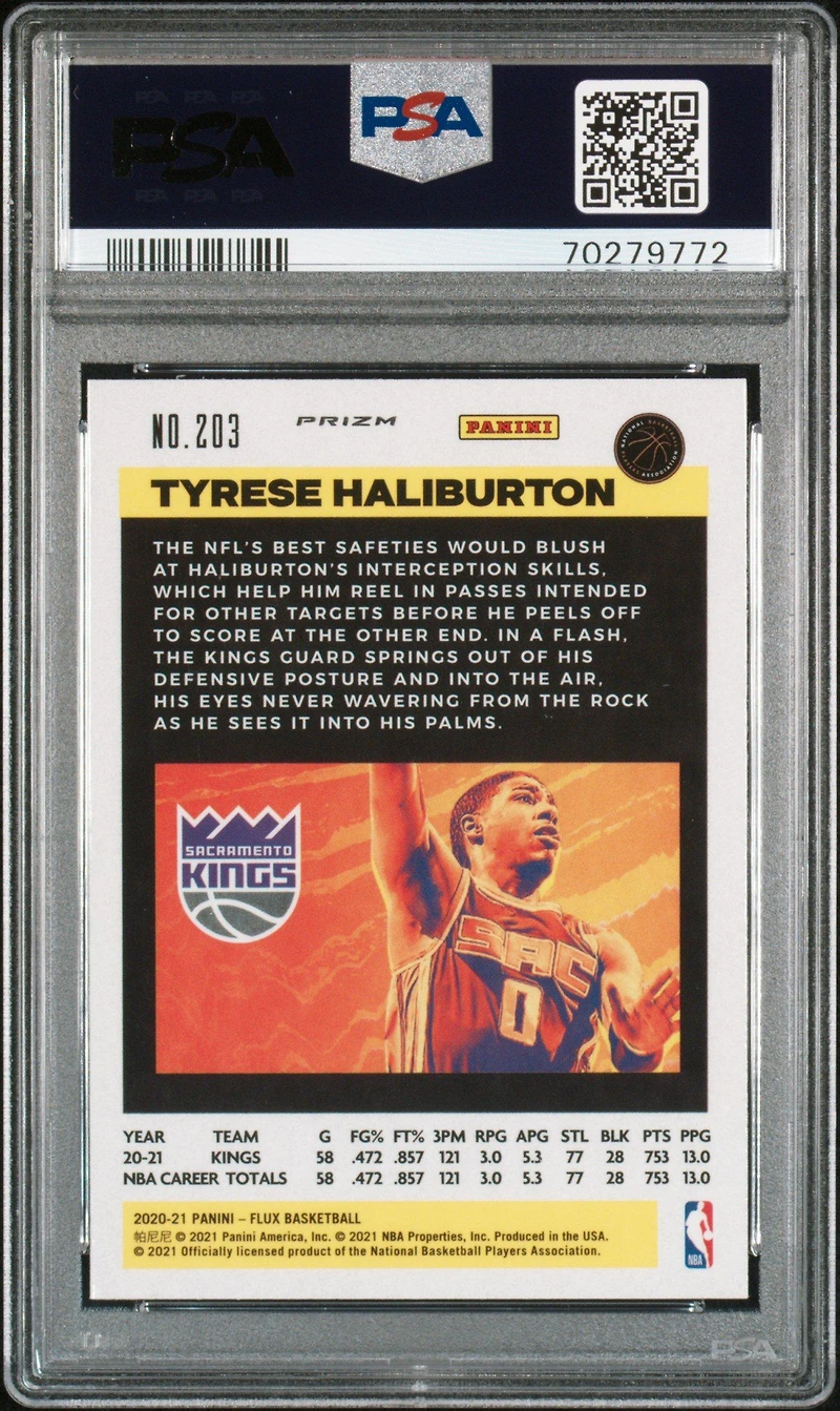 2020 Panini Flux 203 Tyrese Haliburton Fanatics Cracked Ice PSA 10
