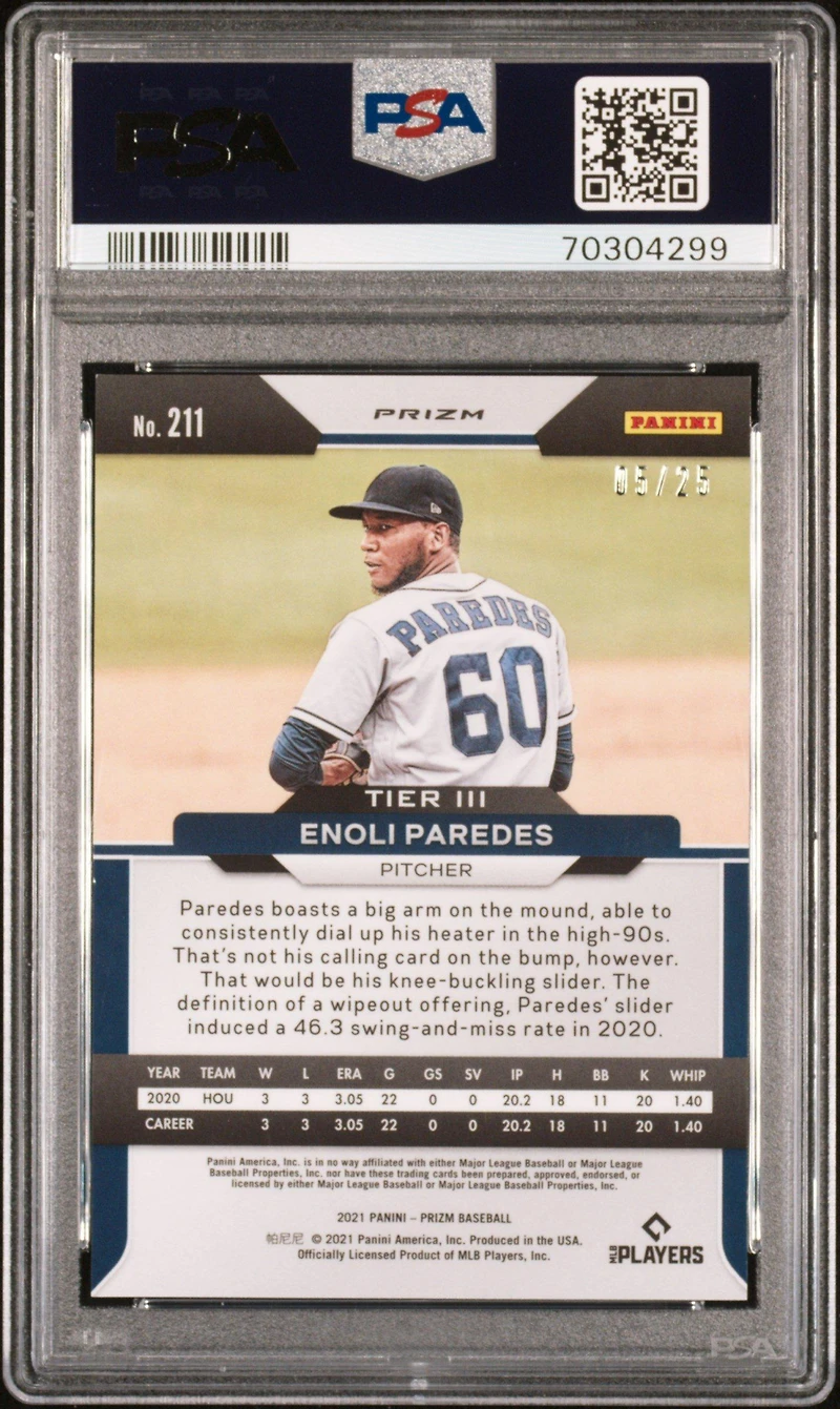 2021 Panini Prizm 211 Enoli Paredes Navy Blue Cracked Ice PSA 10