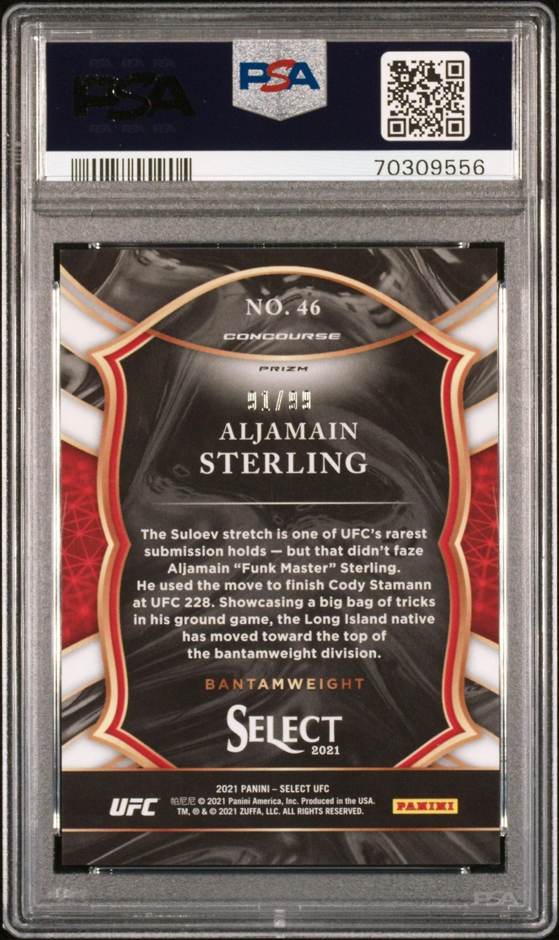 2021 Panini Select Ufc 46 Aljamain Sterling PSA 10