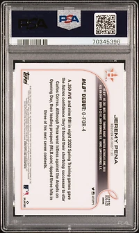 2022 Topps Chrome Update Usc126 Jeremy Pena PSA 10