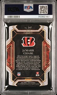 2021 Panini Select 247 Ja'marr Chase Die-cut Green/yellow Prizm PSA 10