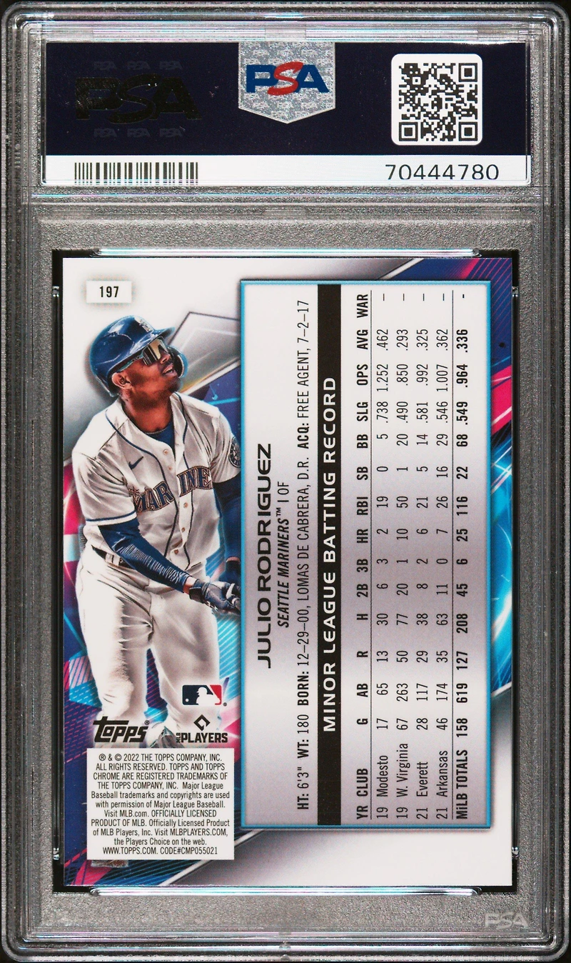 2022 Topps Cosmic Chrome 197 Julio Rodriguez PSA 10