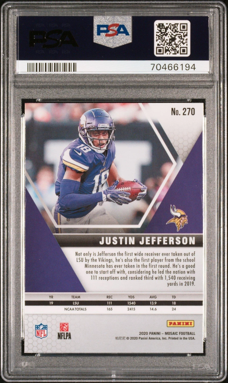2020 Panini Mosaic 270 Justin Jefferson PSA