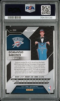 2016 Panini Prizm 255 Domantas Sabonis Starburst Prizm PSA 10