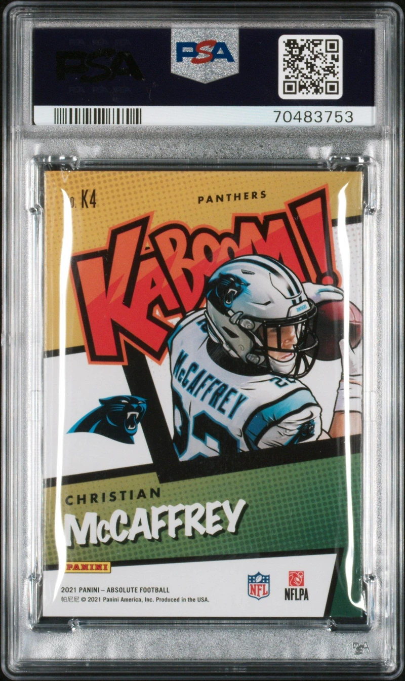 2021 Panini Absolute Kaboom! K4 Christian Mccaffrey PSA 9