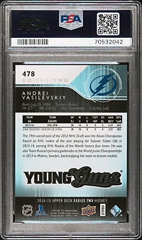 2014 Upper Deck 478 Andrei Vasilevskiy PSA 9