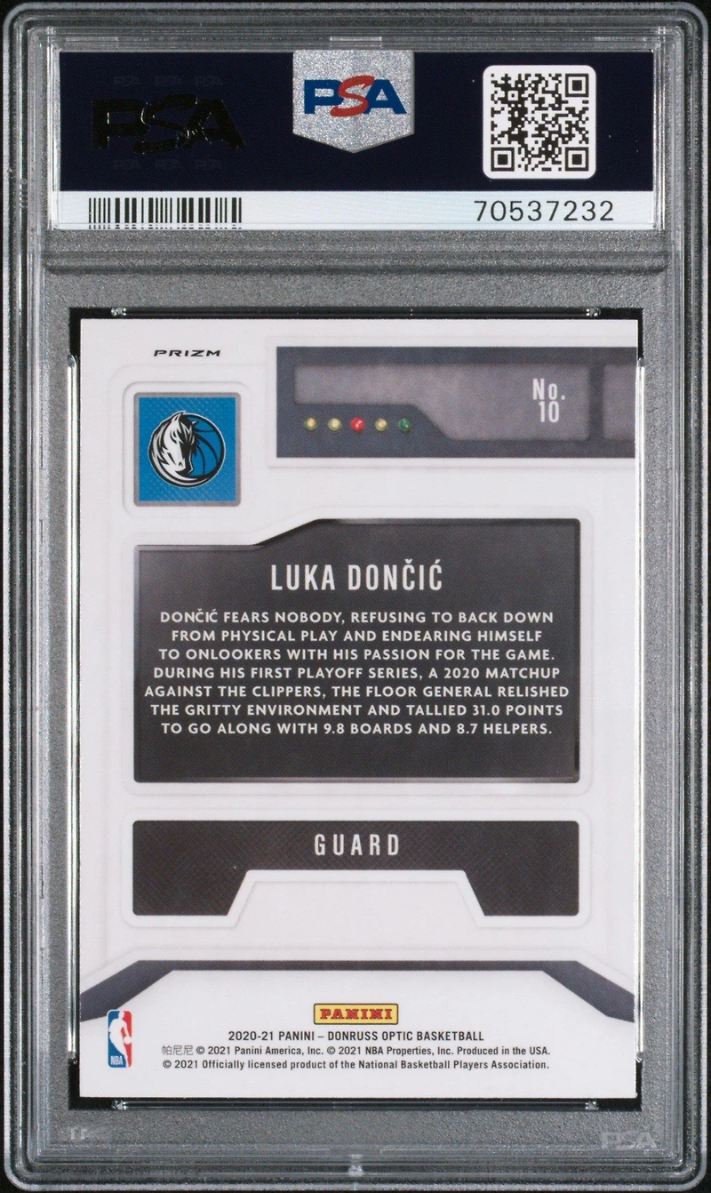 2020 Panini Donruss Optic T-minus 3...2...1 10 Luka Doncic Holo PSA 10